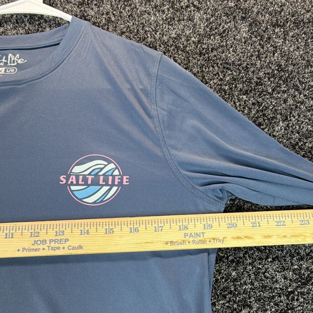 Salt Life SLX Mens L/G Blue Long Sleeve Graphic Fishing Tee 100% Polyester - Picture 5 of 6